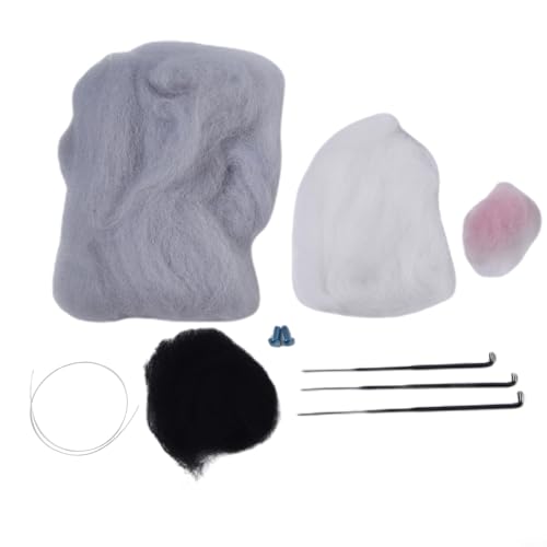 FUANA Basteln Sie Ihre eigene Katzenpuppe mit diesem DIY-Nadelfilz-Set, komplettes Materialpaket (ist kurz) von FUANA