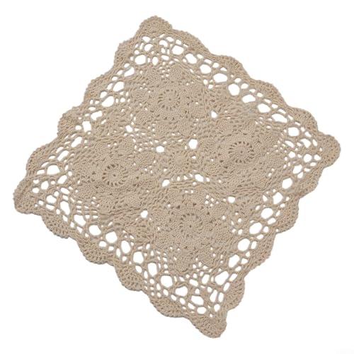 FUANA Handgefertigte Tischdecke für Restaurants, Cafés und Zuhause, 40 x 40 cm, Beige von FUANA