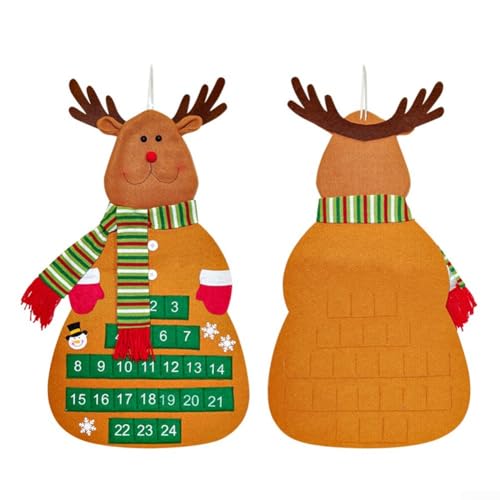 Wandbehang Weihnachtsmann Adventskalender Filz Weihnachtsbaum Deko für Zuhause und Party Gebrauch (D) von FUANA