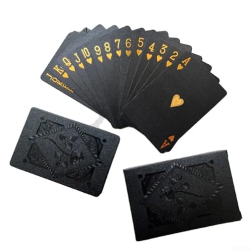 FUBESK Elegantes schwarz gold Kunststoff Poker Set für Kartenspiele Wasserdichte Spielkarten für den privaten und professionellen Gebrauch von FUBESK