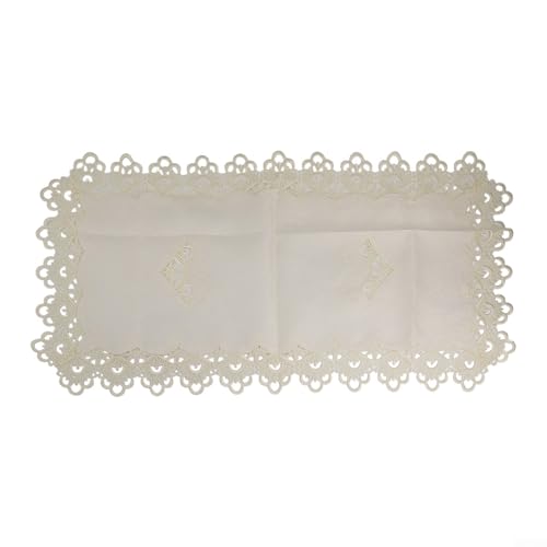 FUBESK Tischdecke mit Blumenmuster, Makramee, bestickt, klein, rechteckig, Tischdecke, Couchtischdecke für Hochzeit, Party, Zuhause und Küche, Esszimmer, 50 x 100 cm, Weiß von FUBESK