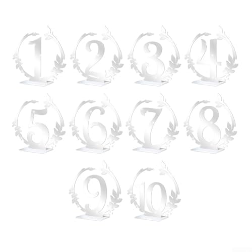 Set mit 10 transparenten Acryl-Tischnummern, perfekt für Hochzeiten und formelle Versammlungen (Silber) von FUBESK