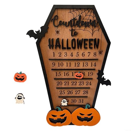 Stylischer Halloween-Countdown-Kalender aus Holz, DIY-Hausdekoration für Familientreffen von FUBESK