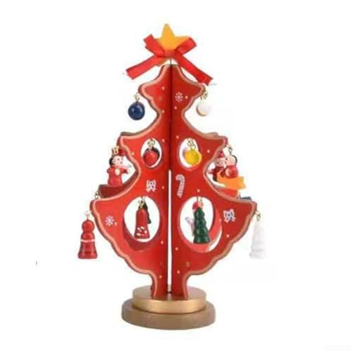 Weihnachtsbaum aus Holz, Countdown, charmant, 30 cm hoch, mit Dekorationen (rot) von FUBESK