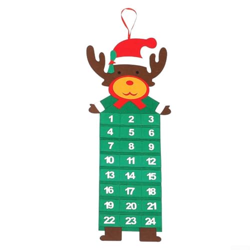 Weihnachtsmann Countdown Kalender Dekoration 24 Tage Pocket DIY Weihnachten Filz für Kinder (Elch) von FUBESK