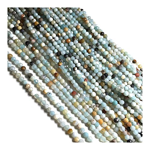 Heilkristall-Naturstein, facettierte runde Achate, kleine Perlen, lose Abstandsperlen for Schmuckherstellung, DIY-Halskette, Armband, Zubehör, 2–3 mm PINGJIUYIN(Amazonite,3mm) von FUFIZU