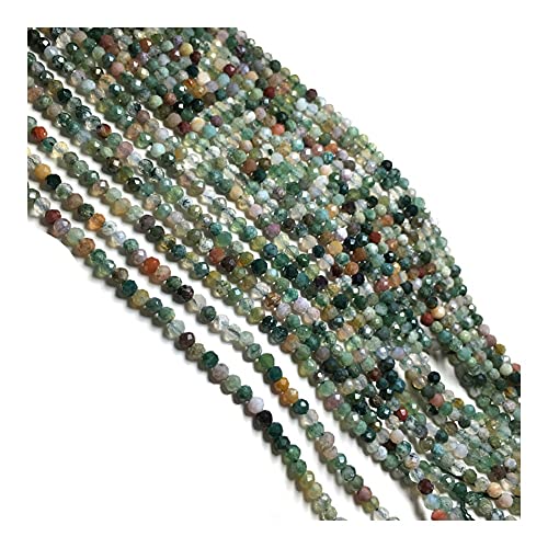 Heilkristall-Naturstein, facettierte runde Achate, kleine Perlen, lose Abstandsperlen for Schmuckherstellung, DIY-Halskette, Armband, Zubehör, 2–3 mm PINGJIUYIN(Seagrass Agate,2mm) von FUFIZU