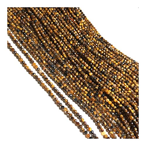 Heilkristall-Naturstein, facettierte runde Achate, kleine Perlen, lose Abstandsperlen for Schmuckherstellung, DIY-Halskette, Armband, Zubehör, 2–3 mm PINGJIUYIN(Tiger Eye Stone,2mm) von FUFIZU
