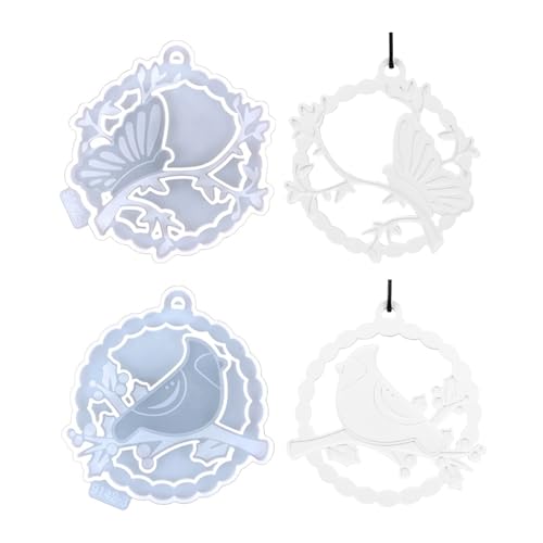 2PCS Silikonformen Gießformen Anhänger, Silikonformen Vögel, Silikonformen Schmetterling, Silikonform Anhänger mit Loch, Silikonform Epoxidharz Gipsformen zum Gießen für DIY Sojawachs Kerzen Handwerk von FUFRE