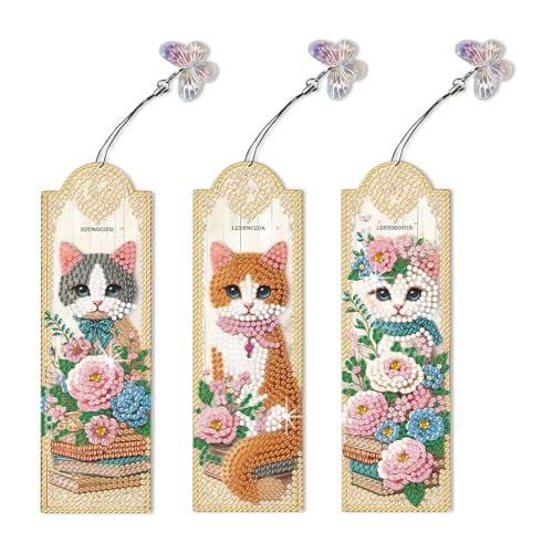 Diamond Painting Lesezeichen, Diamond Painting Klein, DIY 5D Lesezeichen Personalisiert, 3-4er Set Acryl Bookmark mit Quasten, Basteln mit Kindern, ideal DIY Geschenk, Seite Markierung (B) von FUFRE