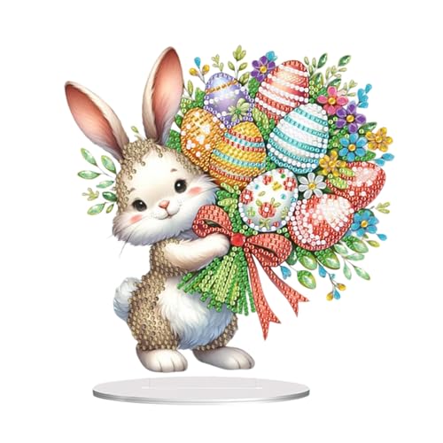 FUFRE Diamond Painting Ostern, 2025 DIY Ostern Deko Ornamente, 5D Osterhase Diamond Painting Set, Ostereier Diamond Painting Kinder, Osterhase Deko, Diamond Painting Hase, für Osterdeko Handwerk (A) von FUFRE