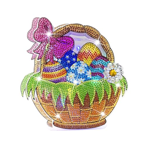 FUFRE Diamond Painting Ostern, Osterhasedeko Mit Led,DIY Diamond Painting Ostern Deko, Diamant Painting Osterhase, Diamant Painting Ostern Deko Nachtlicht, DIY Diamant Malerei Osterdeko Hase (D) von FUFRE