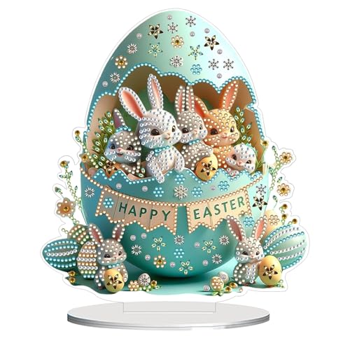 FUFRE Diamond Painting Ostern Kits, 5D Ostereier Diamond Painting Erwachsene, DIY Osterdekoration Diamantmalerei, Diamond Painting Bastelset Ostern für DIY Ostern Geschenk Kinder (Happy Easter 01) von FUFRE