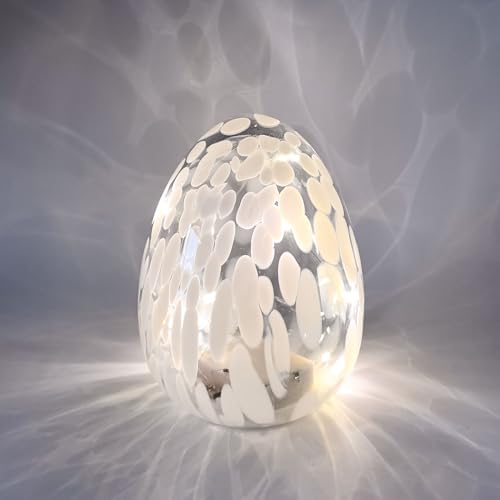 FUFRE Osterdeko LED Easter Eggs, 12 * 16cm Ostereier Deko aus Glas, Osterdeko Modern Ostereier, LED Osterdeko Tisch, 2025 Neu Lichterkette Ostern, ideal Deko Ostern Frühlingsdeko (A) von FUFRE