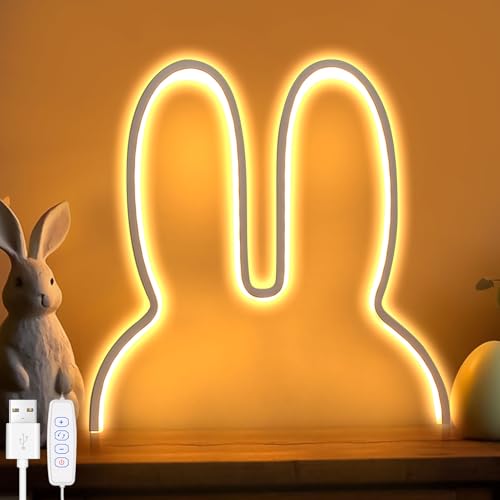 FUFRE Ostern Deko Hasen Lampe LED Osterhase Nachtlicht Kinder Osterdeko Modern Led Wandleuchte 30cm USB Osterdeko Wandlampe in süßem Haseform, ideal Osterdeko für Wohnzimmer,Schlafzimmer (Dimmbar) von FUFRE