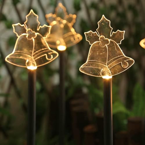 FUFRE Weihnachtsdeko Aussen, 5 In 1 Sterne Weihnachtsbeleuchtung Außen Solar Wetterfest, Solar Lichterkette Sterne LED Garten Balkon Weihnachts Deko, Für Garten Patio Party (Glocke) von FUFRE