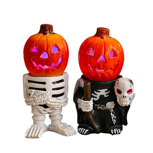 Halloween kürbis deko, Coole Harz Halloween deko Figuren, Halloween kürbis led, Lichterkette Herbst, Halloween deko Skelett Für Freunde Geschenke, Zuhause, Schreibtisch, Kunsthandwerk(D) von FUFRE