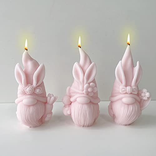 Silikonform Ostern Wichtel Kerzenformen zum Gießen, Ostern Kaninchen Ohren Silikonform 3D Osterhase Kerzenform Gießform Ostern Deko, DIY Zwerge Silikonform Gießformen für Ostergeschenke (3PCS) von FUFRE