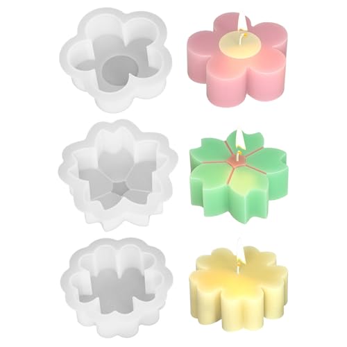 Silikonformen Gießformen Frühling Blume, 3 Stück Silikonform Frühling Kerzenformen zum Gießen, Frühlingsdeko Kerzen Selber Machen, Gießformen Silikon Silikonform Ostern Frühling für DIY Kerzen (A) von FUFRE