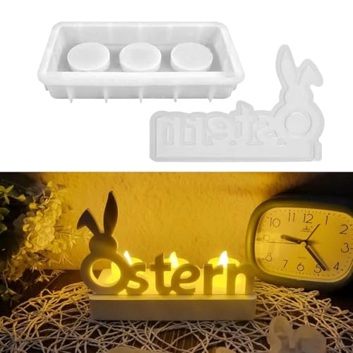 Silikonformen Gießformen Ostern Hase Einschieber, Silikonform Ostern Hase Kerzenhalter, Osterhase Silikonform Kerzenhalter Silikon Gießform Gießformen Silikon Ostern für DIY Osterdeko (Sockel 3) von FUFRE