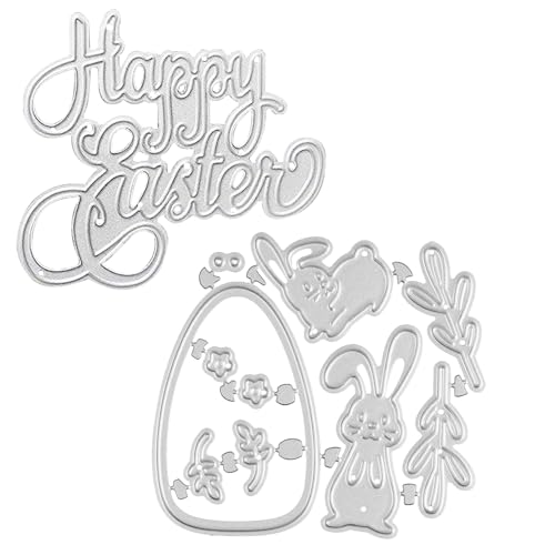 Stanzschablone Ostern, Osterhase Osterei Prägeschablone Stanzbögen Stanze Stanzformen Stanzschablone Ostern für Basteln Scrapbooking Fotopapier Grußkarten Karten DIY Ostern Geschenk Deko Kinder (A) von FUFRE