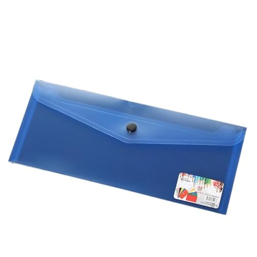 A4-Aktenordner 25,5 * 13 cm Briefpapier-Umschlag-Aufbewahrungstasche Kunststoff-Dokumententasche mit Druckknopf Transparente gefrostete Dateiordner Bürobedarf Ordner-Organizer(Blue) von FUHAI-666