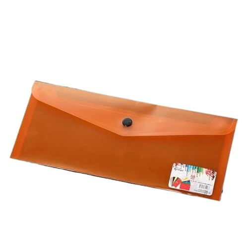 A4-Aktenordner 25,5 * 13 cm Briefpapier-Umschlag-Aufbewahrungstasche Kunststoff-Dokumententasche mit Druckknopf Transparente gefrostete Dateiordner Bürobedarf Ordner-Organizer(Orange) von FUHAI-666