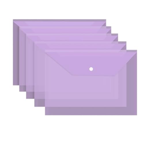 A4-Aktenordner A4-Knopf-Aktentasche for Studenten, Prüfungspapier, transparente Dokumententasche, Aufbewahrung von Bürodaten, Vertragsaufbewahrung, Ordner mit Schnappverschluss Ordner-Organizer(Purple von FUHAI-666