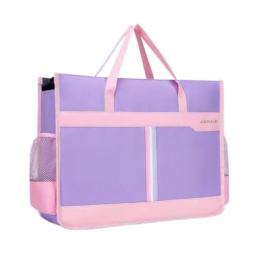 A4-Aktenordner Einfache Mode A3 Tasche Große Datei Mäppchen A3 Ordner Dokument Organizer Tragbare Lagerung Taschen for Frauen Ordner-Organizer(Purple) von FUHAI-666