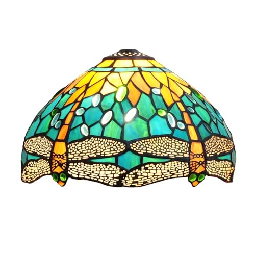 FUIBEJAE Tiffany Lampenschirm 12" breiter viktorianischer Stil Buntglas Lampenschirm für Tischlampen Pendelleuchten Stehleuchten Kronleuchter von FUIBEJAE