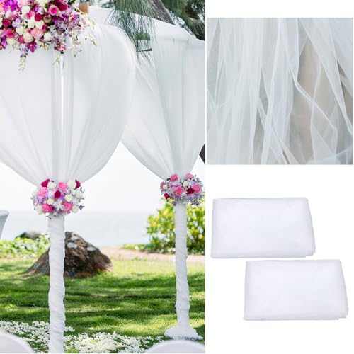 FUIPVGI 2 Stück Tüll Rolle Organza Stoff 48cm*10m Organza Stoff zum Dekorieren Tischläufer Tüllrolle Organza Transparent als Dekostoff für Hochzeit Party Geschenke Deko Basteln (Weiß) von FUIPVGI