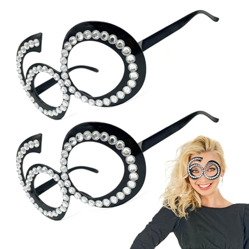 FUIPVGI 2 Stücke Geburtstag Brille zum 60 Partybrille für Erwachsene, Kunststoffrahmen Polarisiert Brille, Mode Rave Spaßbrille, Dress up Brille in Form der Zahl, für Geburtstag Mottoparty von FUIPVGI