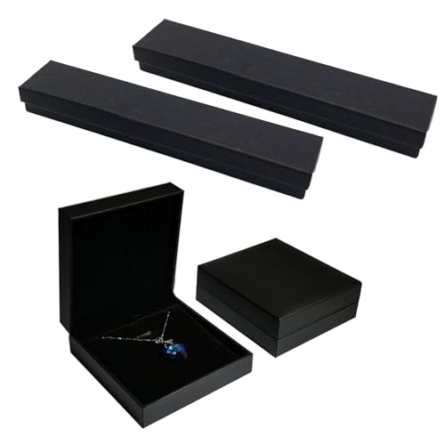 FUIPVGI 4 Stücke Schmuck Geschenkbox Schmuck Box Geschenkschachtel Schmuckschatulle Schwarz Schmuck Geschenkboxen Schmuckkasten Schmuckaufbewahrung Geschenkboxen Karton für Armbänder Halskette von FUIPVGI