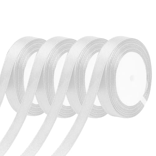 FUIPVGI 88 Meter Satinband Weiß, 20mm Dekoration Geschenkband, Schleifenband, Polyesterband, Hochzeitsdeko satinband, Stoffband, Geschenkbänder für Hochzeit, Party Dekorieren (Weiß) von FUIPVGI