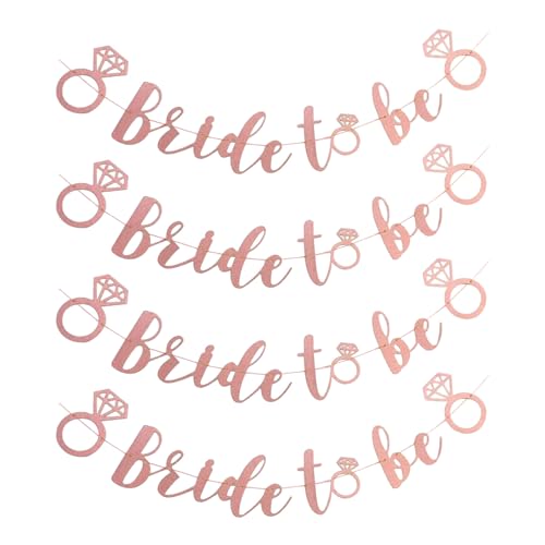 FUIPVGI 4 Stück Bride to be Banner,Bride To Be Deko,Braut zu Sein Bachelorette Party hängende Banner,Deko Frauen Bride to Be Girlande Banner,für Bridal Shower Dekorationen Hen Party Deko(Rosé Gold) von FUIPVGI