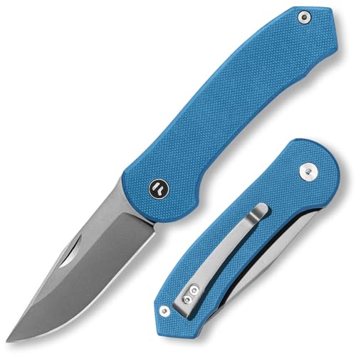 FUJUNI Taschenmesser, Klappmesser 7,25 cm Klinge G10 Griff, VG10 Stahl,EDC Messer, Deep Carry Taschenclip,Nützliches Outdoor-Camping-Klappmesser für Männer,Blau von FUJUNI