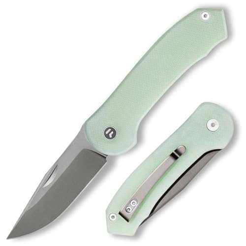 FUJUNI Taschenmesser, Klappmesser 7,25 cm Klinge G10 Griff, VG10 Stahl,EDC Messer, Deep Carry Taschenclip,Nützliches Outdoor-Camping-Klappmesser für Männer,Naturgrün von FUJUNI