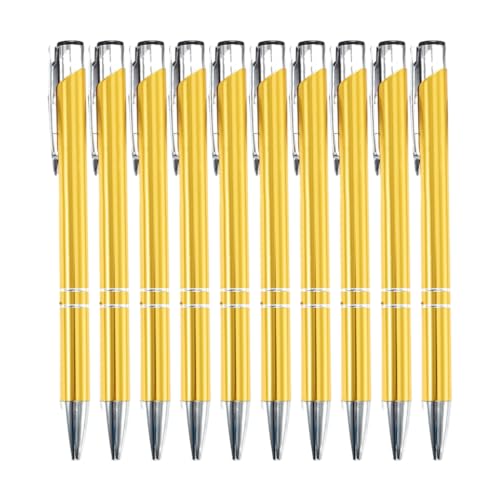 FUKAJOMFEN 10 x 1,0 mm einziehbarer Kugelschreiber, Journaling-Stift, glattes Schreiben, Metallstift, Schreibwarenzubehör zum Schreiben von FUKAJOMFEN