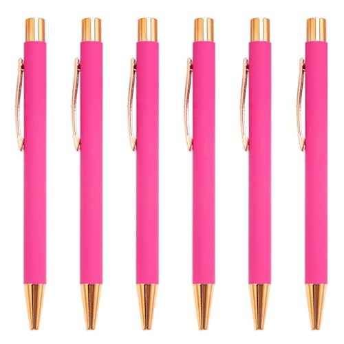 FUKAJOMFEN 6 x Kugelschreiber, einziehbar, 1,0 mm, Journaling-Stift, Tintenroller für Schule, Büro, Arbeit von FUKAJOMFEN