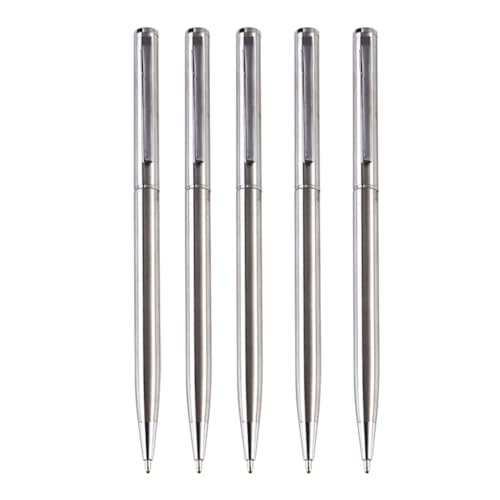 FUKAJOMFEN Metall-Kugelschreiber mit Stiftclip, nachfüllbar, für reibungsloses Schreiben, Schwarz/Blau, 5 Stück von FUKAJOMFEN