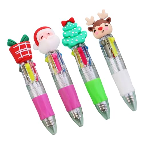 FUKAJOMFEN Weihnachts-Kugelschreiber, mehrfarbig, 4-in-1, einziehbarer Kugelschreiber für Kinder, 3/4 Stück von FUKAJOMFEN