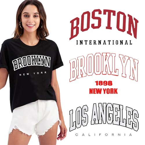 4 Bögen New York Aufnäher zum Aufbügeln für Kleidung 1898 Brooklyn Designs zum Aufbügeln auf Vinyl Heat Transfer Patches Abziehbilder Los Angeles Boston Buchstaben Aufbügeln Aufkleber Applikationen von FUKIDOG