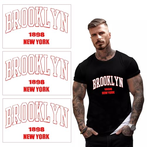 Brooklyn 1898 New York Bügelbilder Applikationen zum Aufbügeln für T-Shirts, Hoodies, Handtasche, Wärmetransfer, Vinyl-Flicken für Kleidung, Handwerk, DIY, Cartoon, Bügelbilder, Dekoration, 4 Bögen von FUKIDOG