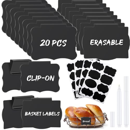 Etikettenhalter Clip Set Korb Etiketten - 20 Stück Label Halter PVC Abnehmbare Clips Kunststoff Schwarz mit Aufkleber von FULUDM