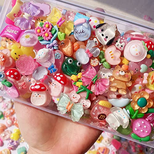 Süßigkeiten-Charm-Set, Kunstharz, 100 Stück, Kawaii-Set, gemischte Süßigkeiten, flache Rückseite, Bastelzubehör für Bastelarbeiten und Ornamente, Scrapbooking (hell) von FULUSODO