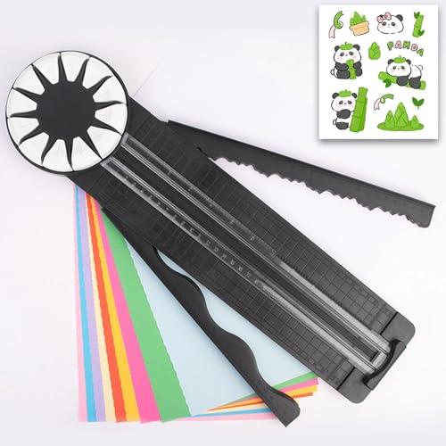 Kantenschneider für Papierarbeiten, 12-in-1-Papierschneider, Kantenschneider für Papierarbeiten, Kantenschneider für Papier, multifunktionale Papierschneidemaschine mit Maßangaben (Black,1PC) von FUMIOS