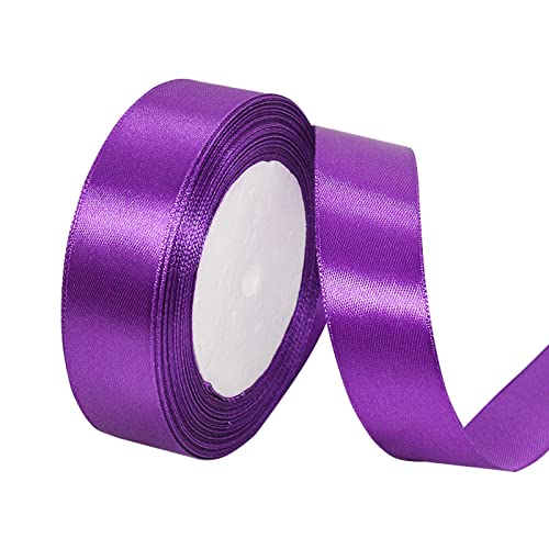 Violettes Satinband, 2,5 cm, einfarbig, Stoffband zum Basteln, Geschenkverpackungen, Luftballons, DIY-Nähprojekte, Haarschleifen, Weihnachten, Valentinstag, Geschenke, Blumensträuße, Blumenhochzeits- von FUNCANDLE