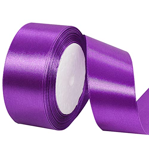 Violettes Satinband, 3,8 cm, 22,7 m, einfarbiges Stoffband zum Basteln, Geschenkverpackungen, Luftballons, DIY-Nähprojekte, Haarschleifen, Weihnachten, Valentinstag, Geschenke, Blumensträuße, von FUNCANDLE