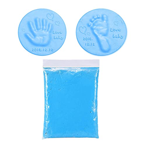 FUNCOCO Handabdruck-Ton, lufttrocknender, weicher Ton, 20 g/Beutel, Baby-Ornament, Andenken, Handabdruck, Fußabdruck, Set für Eltern-Kind-Hand-Stempelkissen, Blau von FUNCOCO