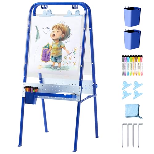 FUNLIO Doppelseitige Outdoor-Kinder-Staffelei mit 2 Acrylplatten, Blau von FUNLIO